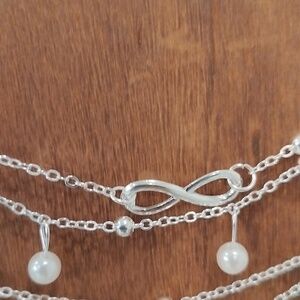 Infiniti and pearl double ankle bracelet